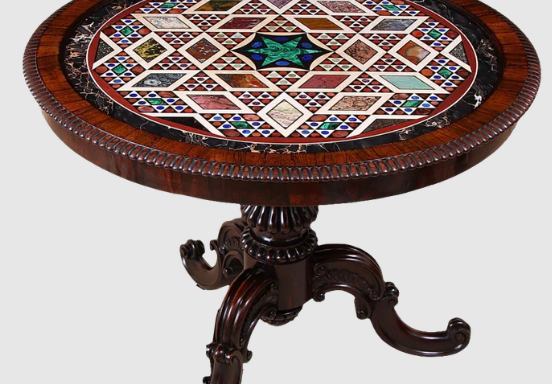 SPECIMEN MARBLE AND ROSEWOOD CENTRE TABLE