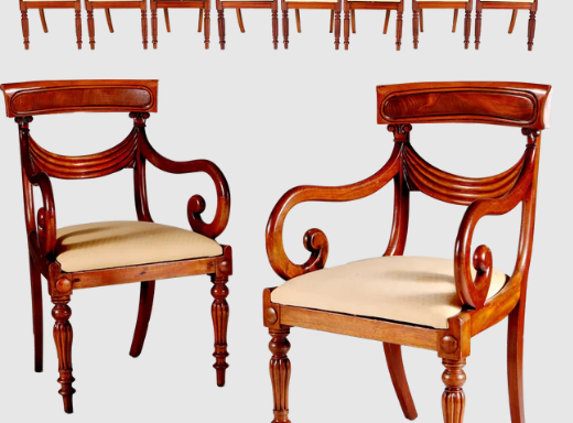 SET OF WILLIAM IV DINING CHAIRS 8+2